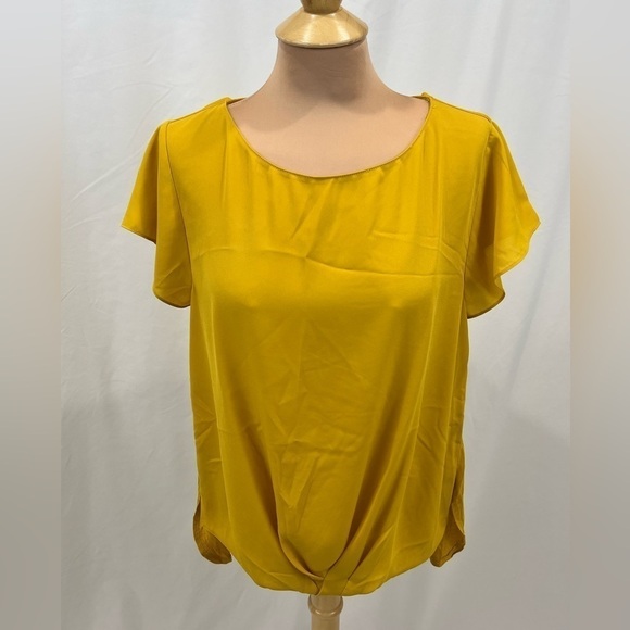 Inc International Concepts Yellow Mixed Media Top - Picture 1 of 6